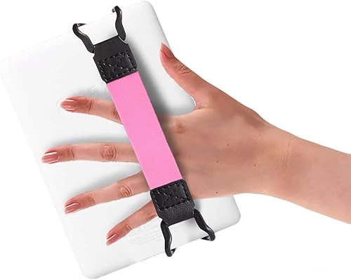 Miniatura 7 de Paquete de 2 correas de mano ajustables para tablet, alta elasticidad, operación con una sola mano, soporte sin caídas (rosa)