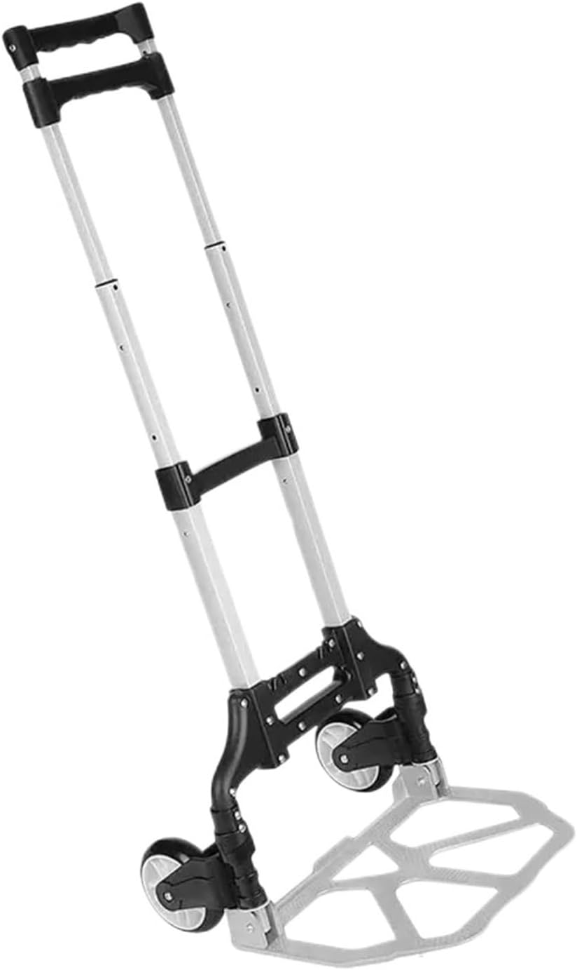 Heavy Duty Folding Hand Truck - Aluminum Alloy Portable Trolley for Travel, Luggage, Shopping, Home, Office, Garden, and DIY - Lightweight & Durable Folding Cart