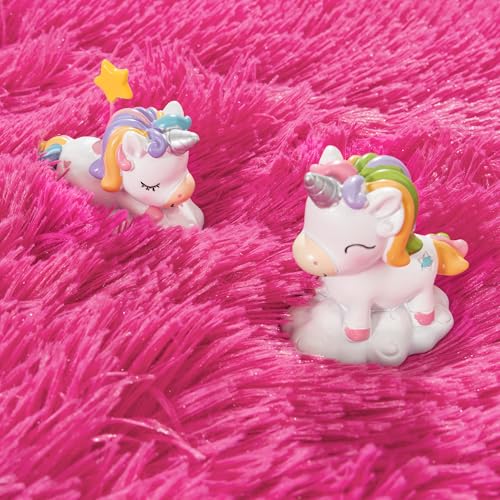 Fluffy Rug Runners 2x6, Super Soft Hot Pink Bedside Rug, Runner Rug for Bedroom Girls, Non-Slip Rug Hallway Decor