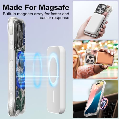 Coque de protection premium iPhone 15 Pro Max Rosarnnah fleurs et paillettes - 6