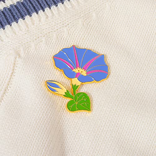 Flower Enamel Brooch Pins Set, Cartoon Plant Enamel Pins For Women Girls Colorful Delphiniums Poppy Marigolds Rose Morning Glory Flowers Brooch Badge Pins For Jackets Backpacks (5 Pce-1) #TOP4