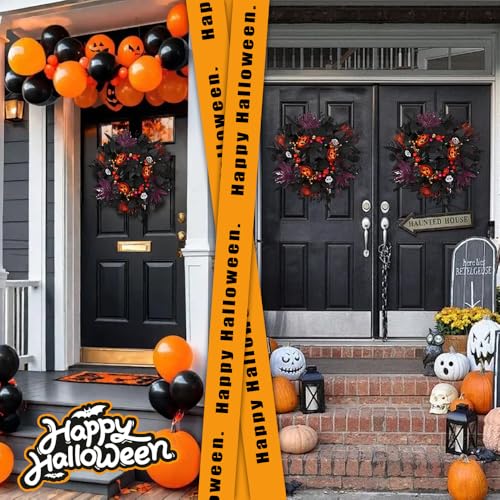 Halloween Wreath for Front Door, 24" Black Gothic Spooky Outdoor Décor - image 7