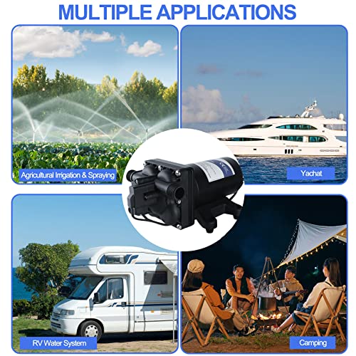 Tdrsuper Water Pressure Booster Pump, 110V Ac Water Diaphragm Pump, 5.5Gpm 75Psi With Power Plug, Self Priming Rv Water Pump For Home Kitchen Bathroom Rv Marine Yacht Garden Hose Black thumb #5