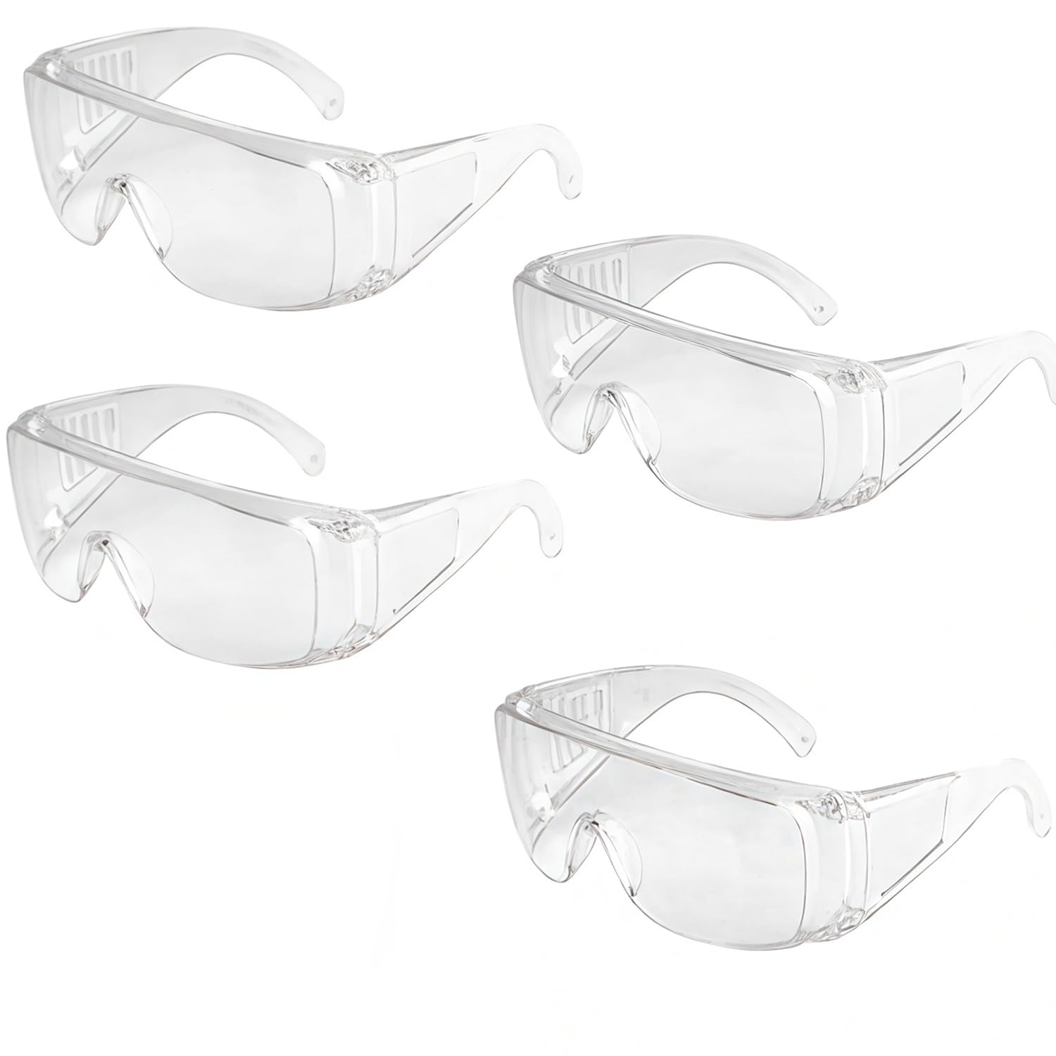 Ezranova 4Pcs Safety Glasses Clear Protective Goggles for Eye Protection Anti-Fog