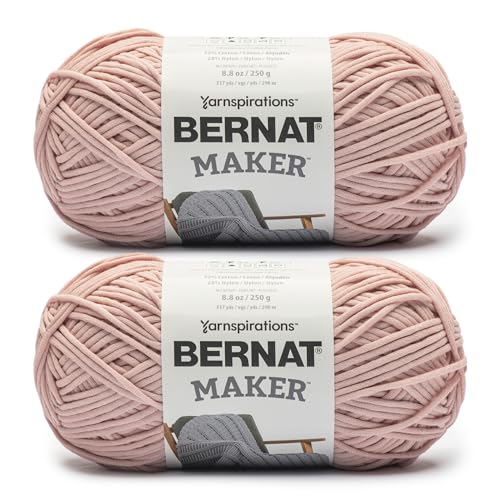 Image of Bernat Maker Soft Peach Yarn - 2 Pack of 250g /8.8oz - 72% Cotton 28% Nylon - #5 Bulky - 290m /317Yards - for Knitting, Crochet and Amigurumi