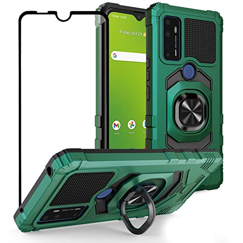 Ailiber Case for Cricket Dream 5G, AT&T Radiant Max 5G/Cricket Innovate 5G Case with Screen Protector, Ring Kickstand for Magnetic Car Mount, Heavy Duty Protective Phone Cover for Cricket Dream-Green