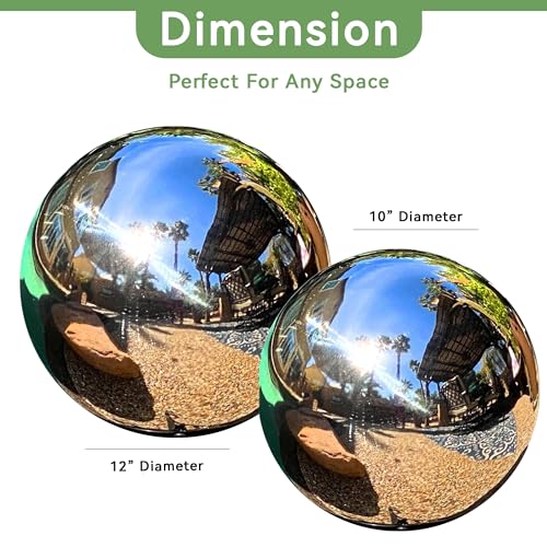 image for Lily's Home 12 Inch Stainless Steel Gazing Globe Mirror Ball, Colorful