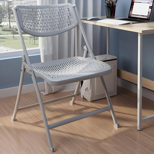 Image of MRC Lazer Folding Chair with Breatheable Nylon Seat for Space-Saving Design for Home, Office, and Dorm Rooms Kitchen,Work,Sturdy,Garden,Balcony,Restaurant Chair - Grey