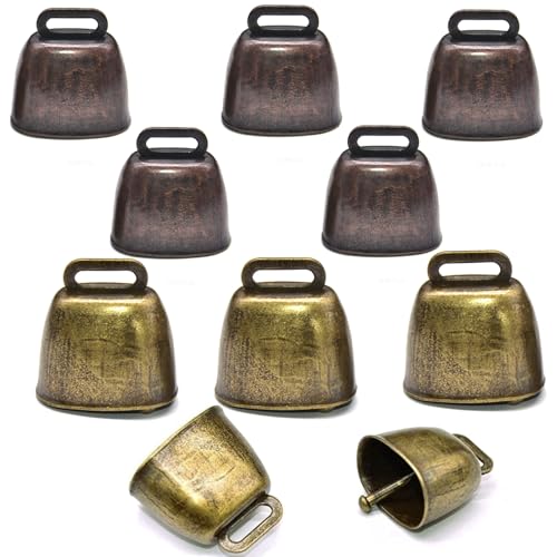 10PCS Cloche de Vache Mouton Vache，cloches de mouton，de vache，Cloches Clochette Vintage Bronze，Vache Cheval Mouton Pâturage Cuivre，cloches en cuivre très bruyantes