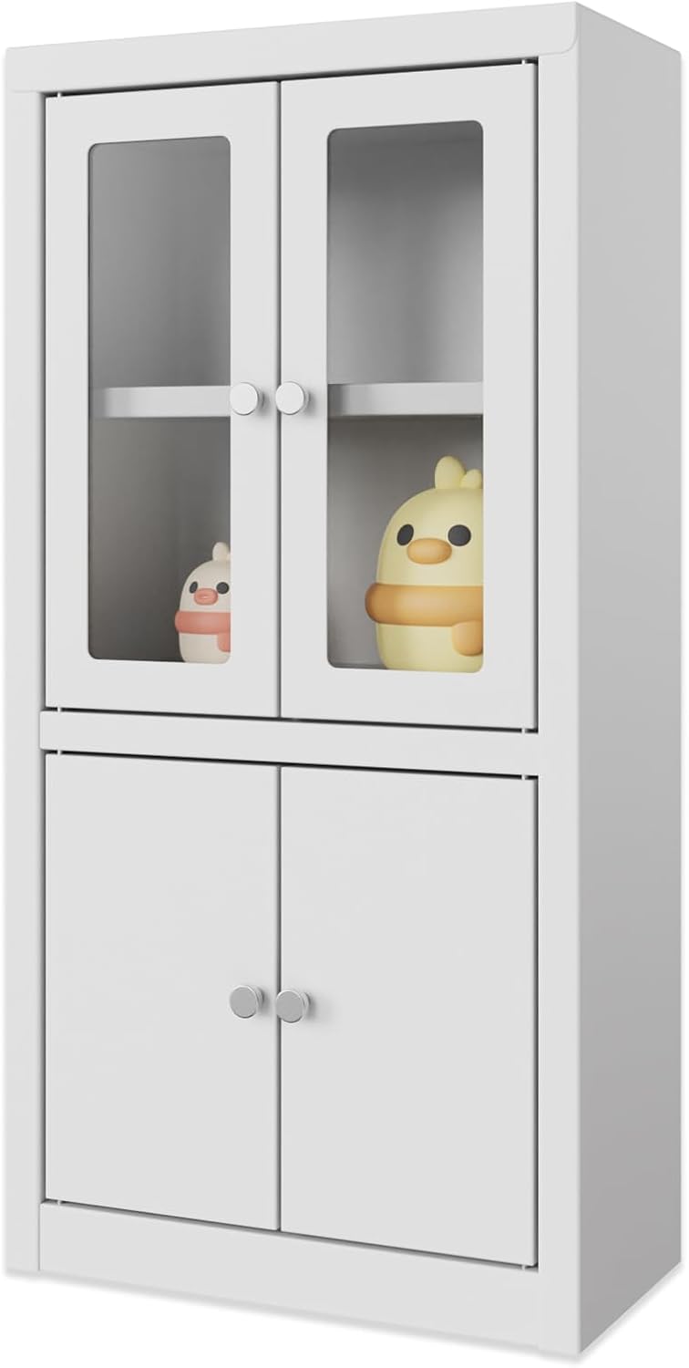 Mini Cabinet for Desk, Dual Door Cute Small Locker for Girls, White