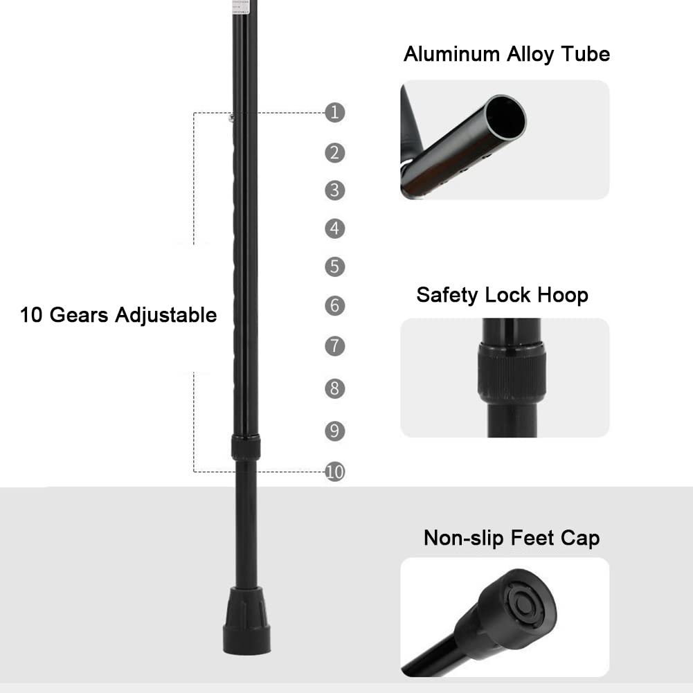 Muletas de antebrazo Bastones de antebrazo ergonómicos para adultos livianos y ajustables, muletas de aluminio para caminar, adecuadas para ancianos, andadores discapacitados (Color : Black, Size : 1