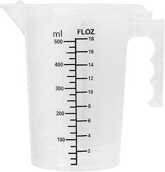 Alvivi PP Plastic Measuring Cup with Handle Spout And Lid 500ML 1000ML 2000ML Measuring Jug Mixing Jug for Kitchen Baking Laboratory Transparent A 500ml