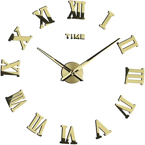 Amazon Co Jp 全3色選べる エレガント Diy 3d ローマ数字 壁 ステッカー 時計 ウォールクロック ゴールド ホーム キッチン