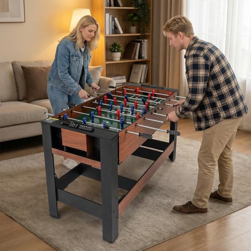 GYMAX Multi Game Table, 54 Inch Foosball & Billiards 2-in-1 Swivel Combo Game Table, Space-Saving, Premium Material, All Accessories Included for Home Game Room Office - Thumbnail 2