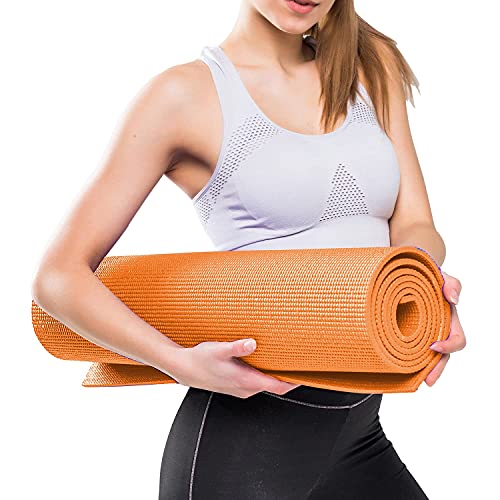 Image of Yoga mat for Women & Men EVA Material 4mm Grey Anti Slip for Gym Workout (Orange, 4 mm)