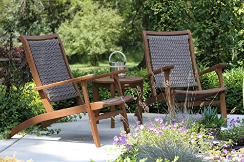 Outdoor Interiors Driftwood Grey Wicker & Eucalyptus Lounger - Thumbnail 3