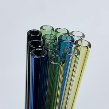 Glass tubes 12 Piece, 8 Inch Long Borosilicate Glass Tubes OD 8 mm Thickness 1.5 mm Colorful Industrial Glass Tubing for Tall Cup (8mm / Multiple Colors)