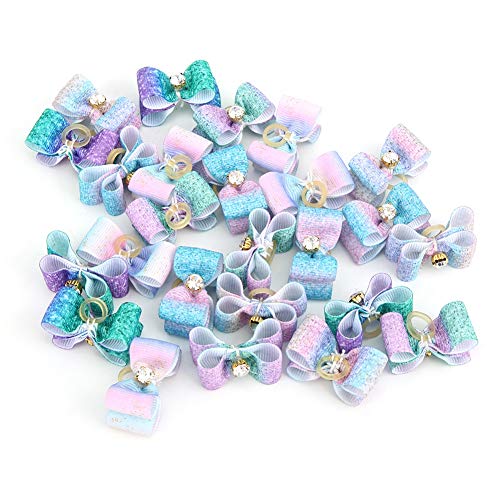Jadeshay Pet Dogs Hair Bowknot,25Pcs Pet Gradient Ramp Hair Bowknot Bows Grooming Accessories for Cat Medium Small Dog