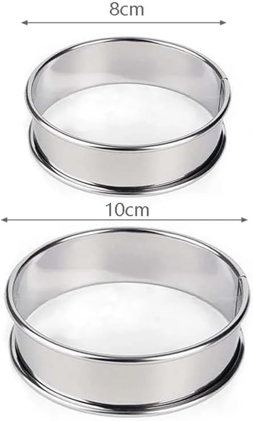 Cake Mould Baking Ring Stainless Steel Muffin Tart Rings Pack Of 5 Silver 8-10cm Diameter(8cm 5PCS)