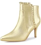 Perphy Glitter Chunky Heel Lace-Up Booties for Women