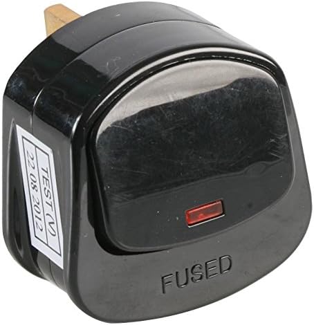 PRO ELEC 13A Switched Plug Top with Neon Indicator โ Black | Fused UK Type G Plug