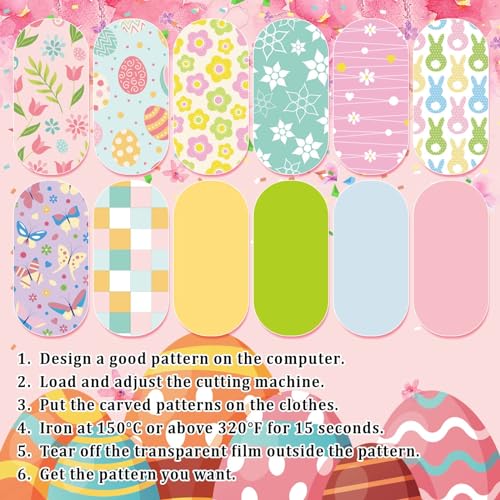 Jarthenaamcs J0434 12 Sheet Easter Heat Transfer Vinyl Spring Floral Pattern Iron thumb #2