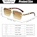 WHHJM Mens Fashion Rimless Rectangle Sunglasses for Man Frameless Square Glasses Gradient Tinted UV400 Lens (Gold/Gradient Brown)