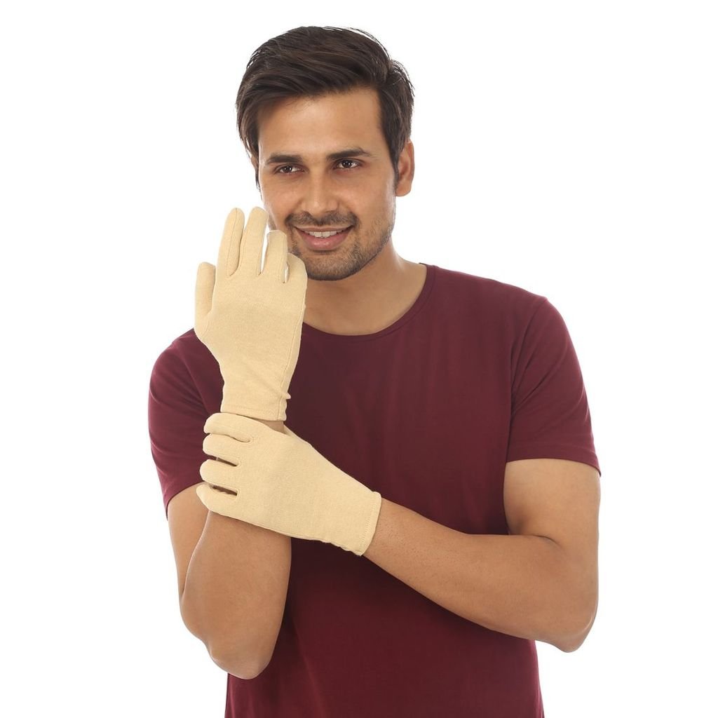 Buy Teemoods Men's Cotton Hand Gloves for Protection from Sun Burns/Pollution/HeatSkin/Beige at