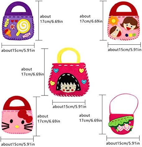 CHENKEE Kids Sewing Kit, 10 pcs Felt Sewing Craft Kit Girls Felt Sewing Craft Kit Lovely Fun Kids Beginner DIY Handbag Kits Tool Bags with Thread and Safety Needle for Children's Art Course Gifts