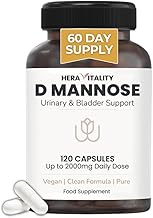 D-Mannose High Strength – Urinary & Bladder Support – Up to 2000mg Daily Dose | 120 Vegan Capsules | Pure D Mannose for Daily Urinary Cleanliness & Comfort