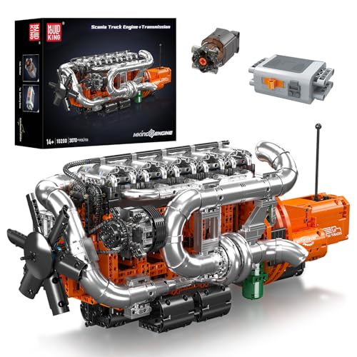 Mould King Heavy Truck Engine with Transmission, Engine Model Kit That Runs, Engines Building Blocks Set for Adults with Battery and Motor, STEM Toy for Children Kids Boys Girls (3236 PCS)