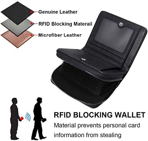 HUANLANG Mens Wallet RFID Blocking Multi Card Holder Wallets for Men Bifold Wallet with Zipper Small Men's Leather Wallet — view 6