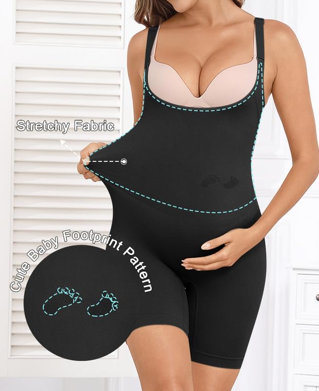 Women's Maternity Bodysuit Seamless Pregnancy Shapewear Shorts Under Dresses Belly Support - Image 2