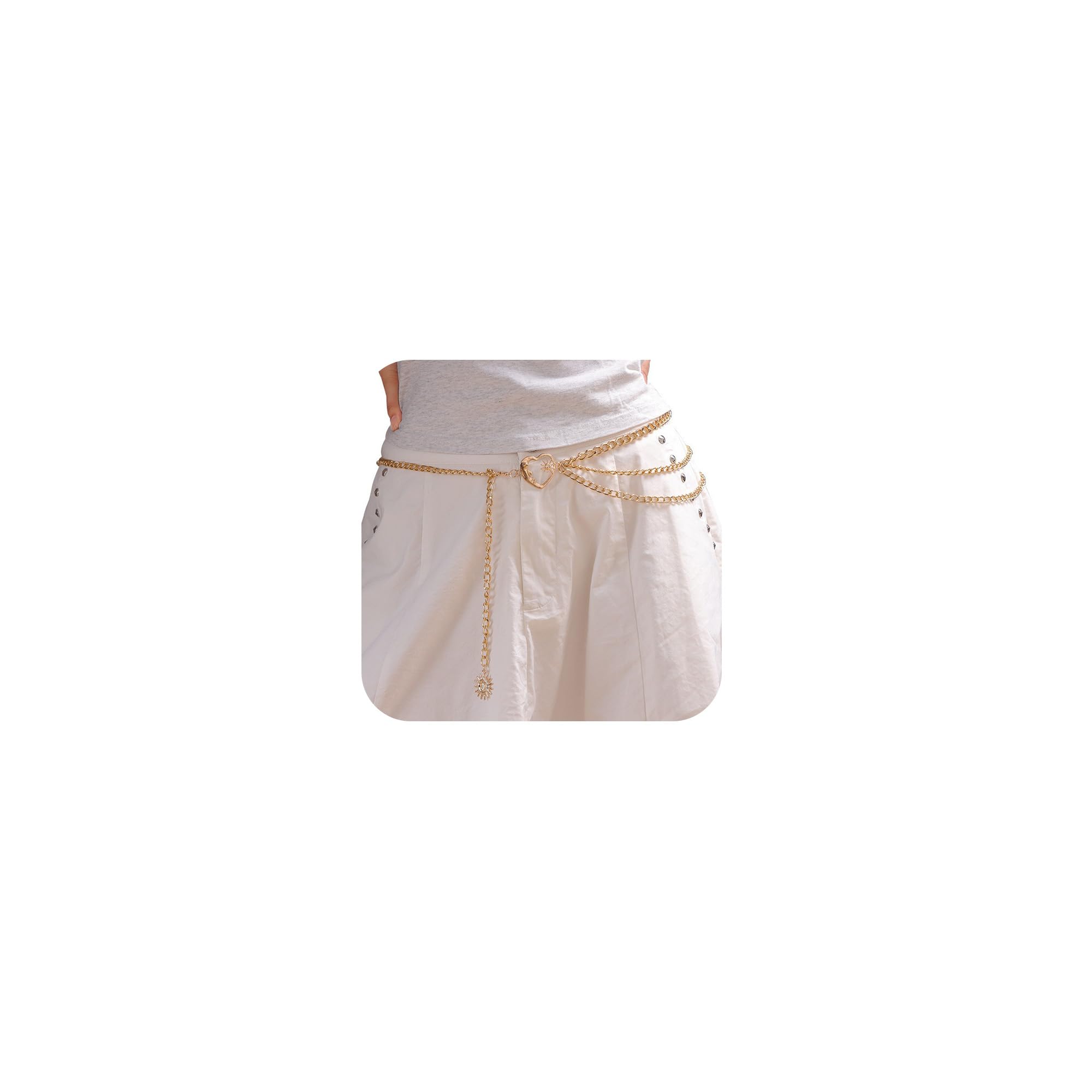 MODRSA Chain Belt Chain Silver Chain Belt Gold Chain Belt with Chain Sunflower Butterfly Waist Chain Belt Plus Size Long