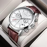 LIGE Men's Waterproof Vintage Work Quartz Wrist Leather Watch with Date Display