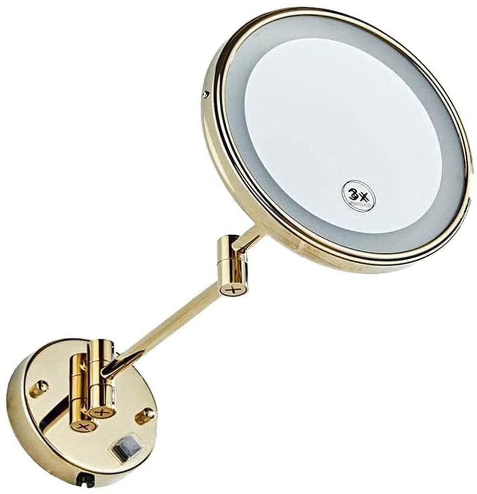 Espejo de tocador, espejo de maquillaje, espejo de tocador, espejo de maquillaje montado en la pared, espejo cosmético con aumento 3X, espejo de tocador extensible con rotación de 360 ° para baño