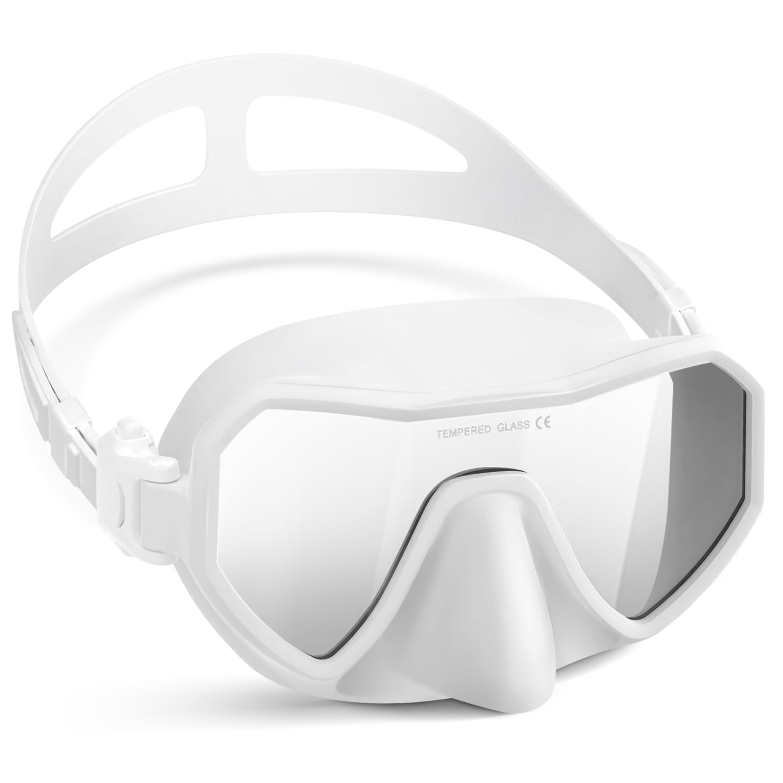 Swim Goggles with Nose Cover for Adults, Diving Mask for Men Women, 180° Wide View, Leak-Proof Snorkeling Mask White