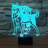 Jinson well 3D Sibirischer Husky Hund Lampe led Illusion Nachtlicht, 7 Farbwechsel Touch Switch Tisch Schreibtisch Dekoration Lampen perfekte mit Acryl ABS Base USB Kabel Spielzeug