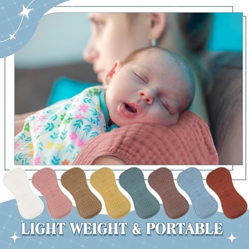 Image of Frienda 8 Pack Muslin Burp Cloths for Baby Large 20 x 10 Inch Cotton Burp Rags for Spit up Drool Absorbent Soft Multicolor Wash Cloths Diapers for Newborn Girl Boy Essential Shower Gift(Retro Color)