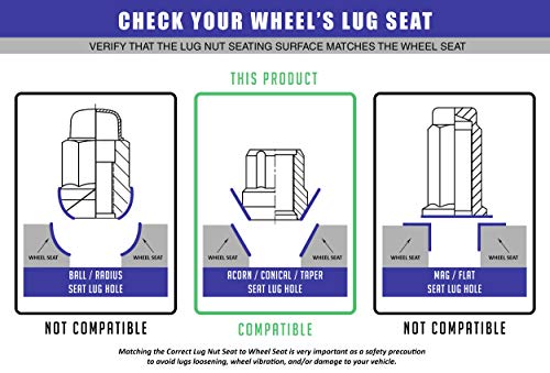 Wheel Accessories Parts Set Of 20 Chrome 9/16 Spline Lug Nuts Open End Cone Seat Bulge Acorn Small Diameter Locking Lugs 9/16"-18 Thread, 1" Length Wheel Lug Nuts With Key (20, Chrome) #TOP6