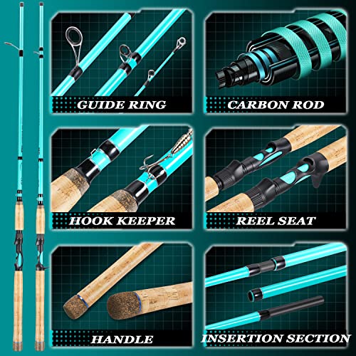 Sougayilang Inshore Saltwater Fishing Rods, Spinning Rods And Casting Rods With Aaa Cork Handles,Im7 Toray Carbon Blanks- 7' - Blue- Casting #TOP5