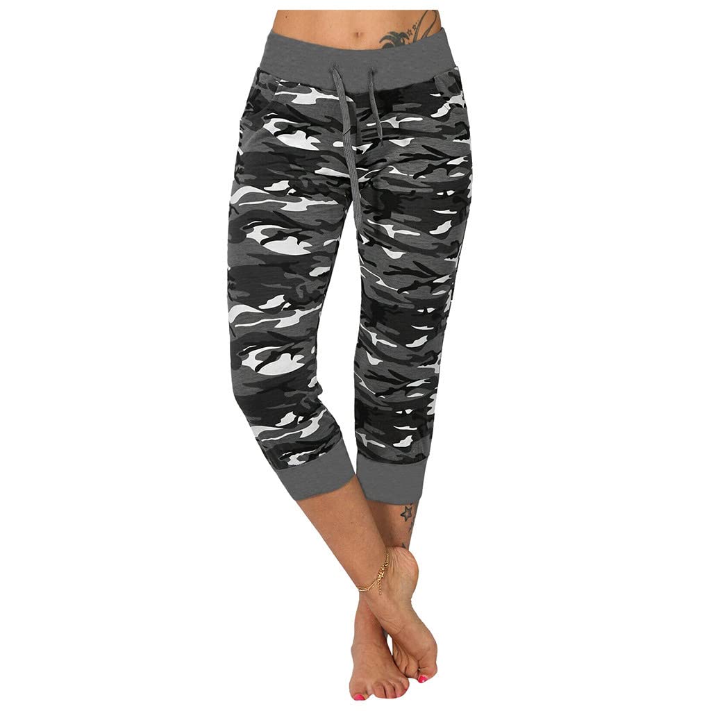Generic Yoga Baggy Short Crop Top Capri Trousers Camo Stretchy