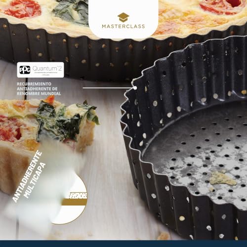 Miniatura 6 de Masterclass Crusty Bake Molde Para Quiche De 30 Cm Con Antiadherente Ptfe, Pfoa Y Bpa, Robusto Acero Al Carbono De 1 Mm, Fondo Suelto, Estriado, Perforado, Gris
