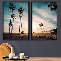 2 Piece Framed Canvas Wall Art Palm Tree Canvas Prints Home Artwork Decoration for Living Room,Bedroom - 16