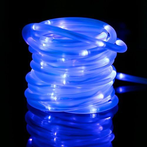 LTE Solar Rope Lights LED String Lights Waterproof Solar Powered Light for Gardens, Patios, Homes, Parties 33ft 100 LEDs Blue
