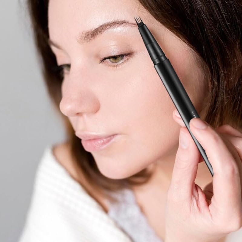 Miniatura 7 de Lápiz de cejas mágico mejorado de 4 puntas, 3D impermeable y a prueba de sudor, lápiz de contorno de cejas microblading con 4 tenedores, cepillo
