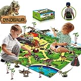 unanscre 30Pcs Dinosaur Toys for Kids, Activity Play Mat w/ Trees,...