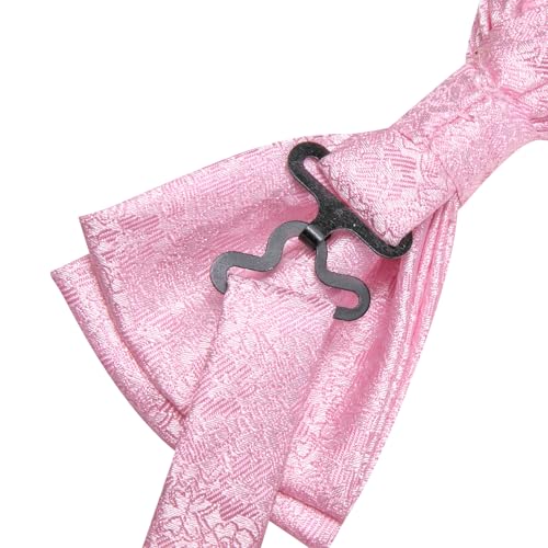 Image of Dubulle Mens Paisley Striped Bowtie Set Pre-tied Bowtie for Men and Pocket Square Set Wedding Business