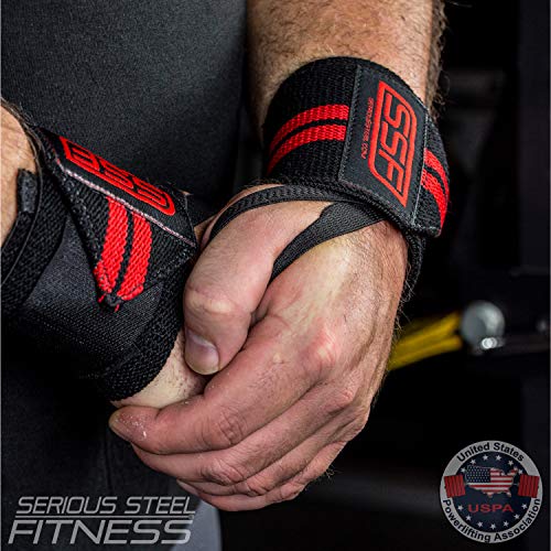Serious Steel Fitness Wrist Wrap | 12 Inches Black / Red #TOP1