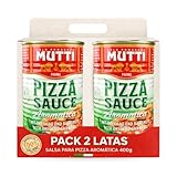 Salsa para Pizza Aromatizada Mutti, elaborada con Tomate 82,4%, agua, sal, albahaca 0,05%, orégano 0,04%, cebolla 0,03%, aroma natural, Sin Gluten, Sin Lactosa, Producto Italiano, 2 Latas de 400 gr